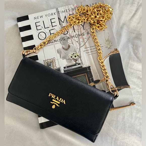 Prada Handbags - Prada Black Crossbody Bag with Gold Chain
